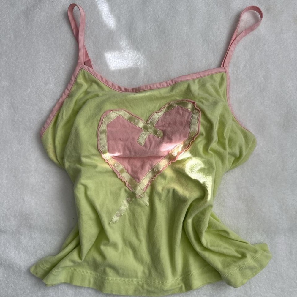 playground prep pink and green heart cami top